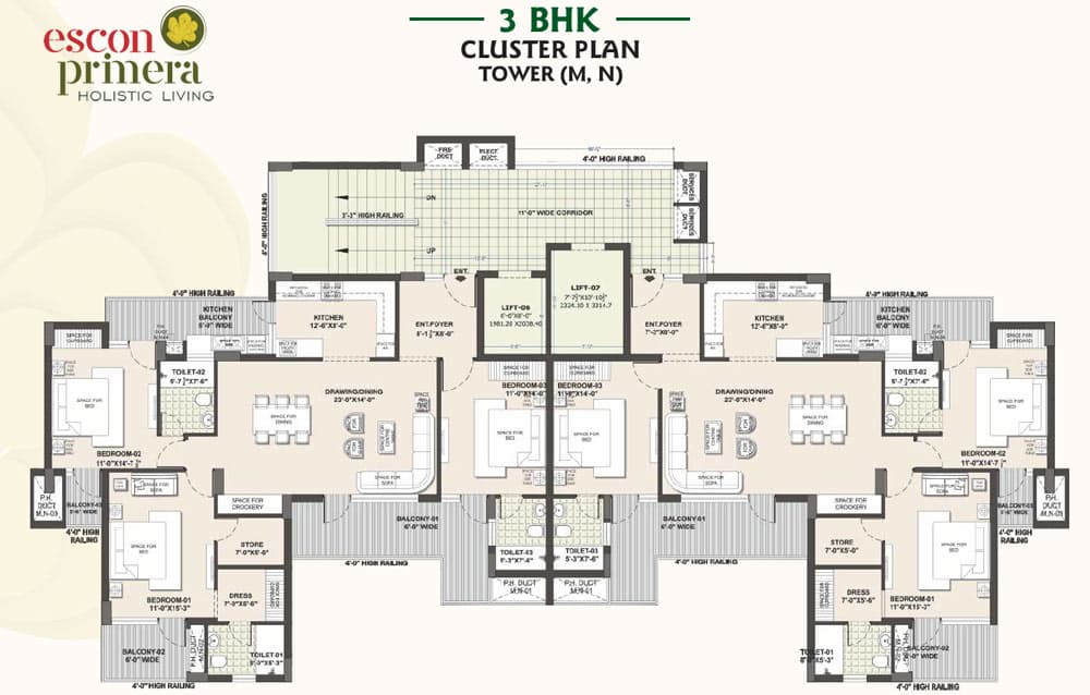 Cluster Plan Tower M,N Escon Primera airport Road