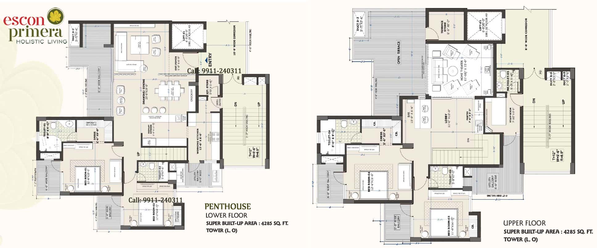Escon Primera 3BHK Penthouse, 4285 SQ.Ft